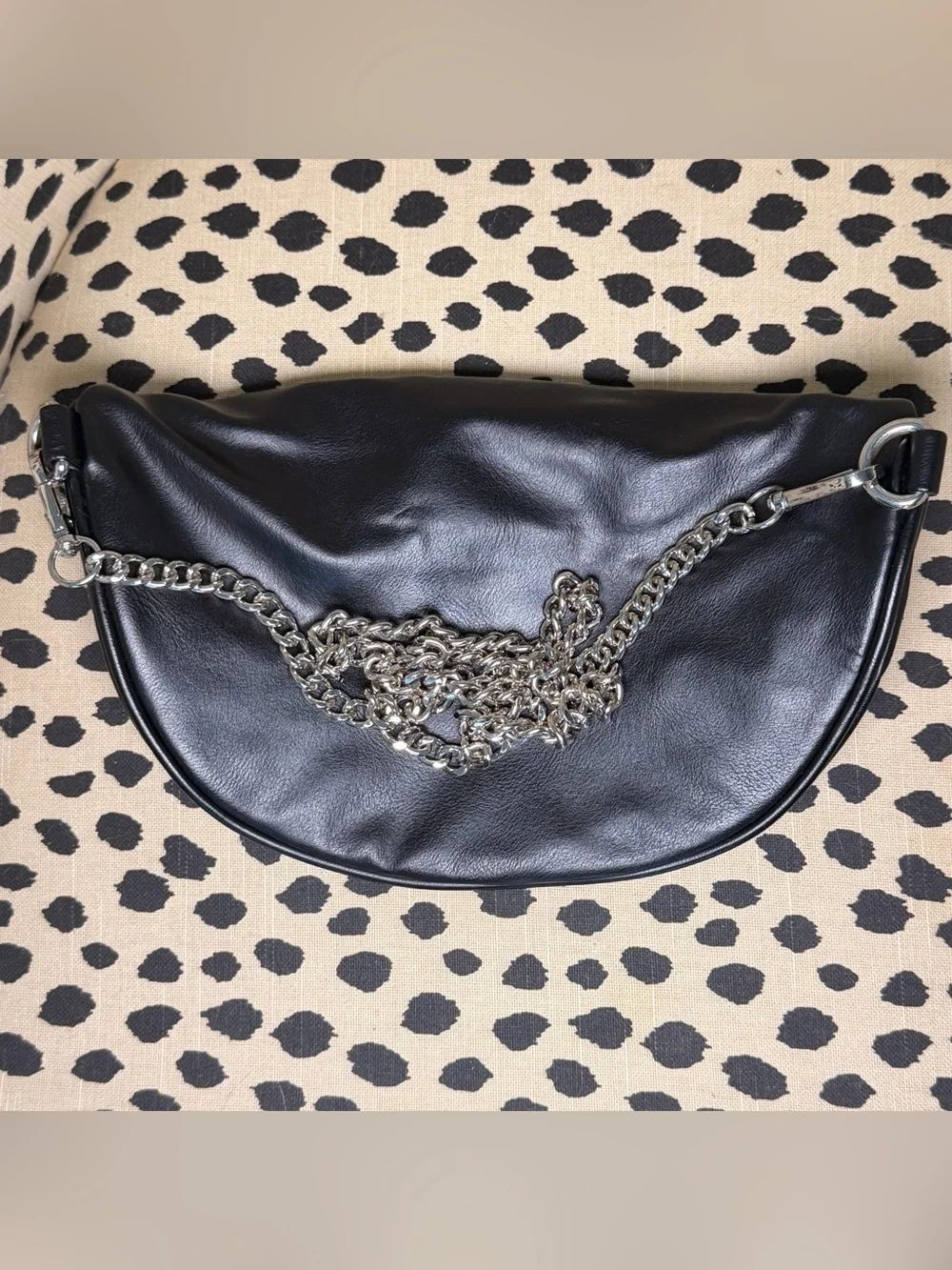 Forever 21 Black Faux Leather Crossbody with Silver Chain